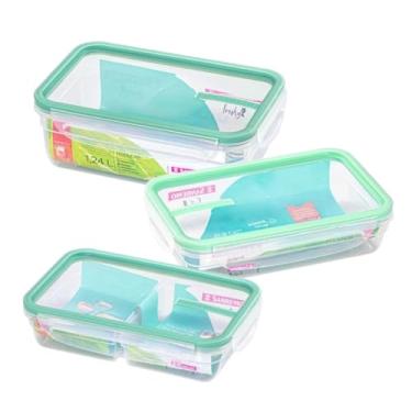 Imagem de Conjunto 3 Potes Herméticos Sanremo 730ml 820ml 1,24L Verde Academia Fitness Organização Dieta Leve