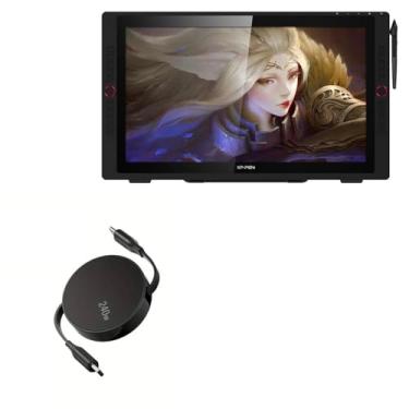 Imagem de BoxWave Cabo compatível com XP-Pen 24 Pro - PD miniSync (240W), cabo retrátil PD 240W USB portátil tipo C - Preto