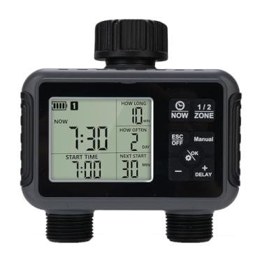 Imagem de Timer de Aspersão Programável, Controlador de Irrigação Manual e Automático, 3 Modos de Rega, Automação de Saída Dupla, LCD Exibem Timers de Mangueira de água para Quintal