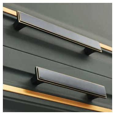 Imagem de Puxadores de armário, pacote com 6 puxadores de gaveta de latão escovado, puxadores de cômoda antigos sólidos, puxadores de ferragens para móveis com parafusos para cozinha, quarto, guarda-roupa,