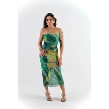 Imagem de Vestido longo estampa verde sem alça - Intensy boutique, P
