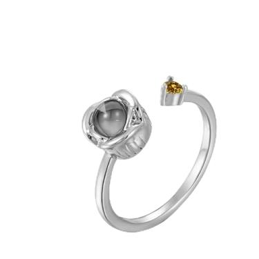 Imagem de EMIRISTIC Anel de foto personalizado para mulheres - Anel de prata com pedra do mês de nascimento com imagem personalizada para o dia dos namorados, aniversário, dia das mães, qualquer especial