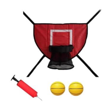 Imagem de Pegciuho Mini cesta de basquete para trampolim, leve, fácil de montar, brinquedo esportivo, jogo de gol, acessórios para trampolim, Vermelho