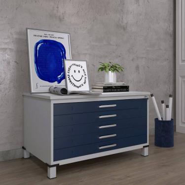 Imagem de Mapoteca Mont 5 Gavetas 71,3cm X 120,4cm Aço Cinza/Azul Del Rei