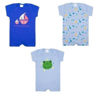 Imagem de Kit Macacão Baby Chá Revelação Toque Macio 3 Itens - Facina Kids, À su