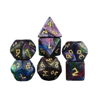 Imagem de Conjunto De Dados Poliédricos Com Glitter De Cores Mistas, 7 Peças D4 