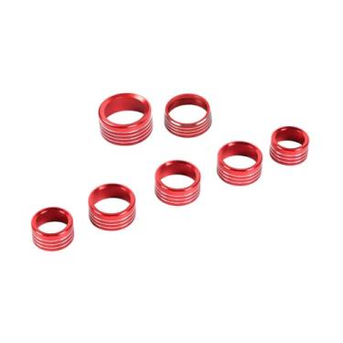 Imagem de CheroCar Botão de interruptor de ar condicionado de rádio vermelho para console central farol 4WD para interruptor de mudança de marchas com acabamento em liga de alumínio, anel compatível com Dodge