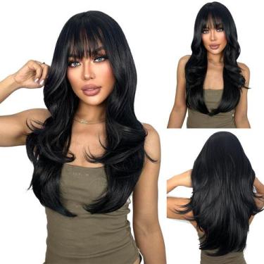 Imagem de Peruca em camadas SUKRI de 26 polegadas de cabelo sintético preto para