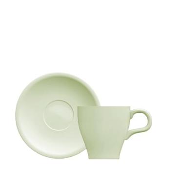 Imagem de Germer, Xícara e pires para café em porcelana, modelo Cafeteira Pró, EXpresso Tulipa, 80 ml, Verde