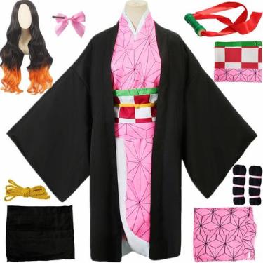 Imagem de Fantasia de cosplay SUMLETON Anime Kimono de Halloween com peruca