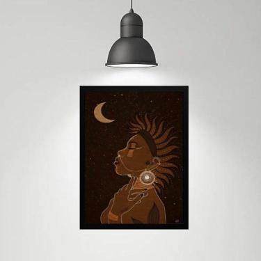 Imagem de Quadro Místico Arte Índia Lua 24X18Cm