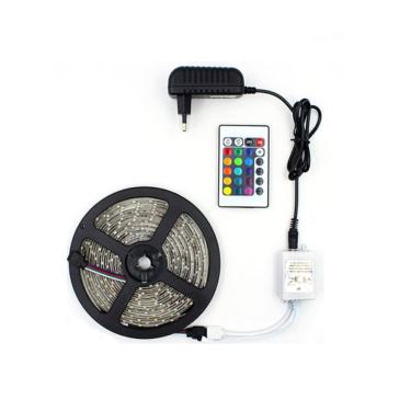 Imagem de Fita Led Rgb 5 Metros Prova D`agua Com Controle e Fonte