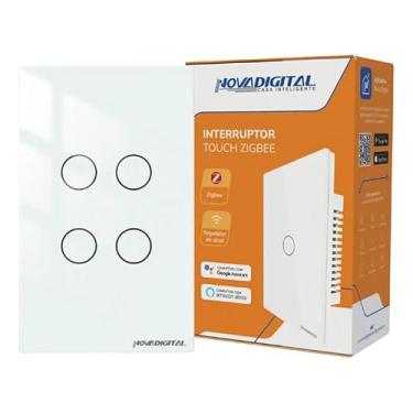 Imagem de Interruptor Inteligente ZigBee 1, 2, 3 ou 4 Botões Touch Compatível Tuya Smart Life Alexa e Google Assistent - Novadigital (4 Botões, Branco)