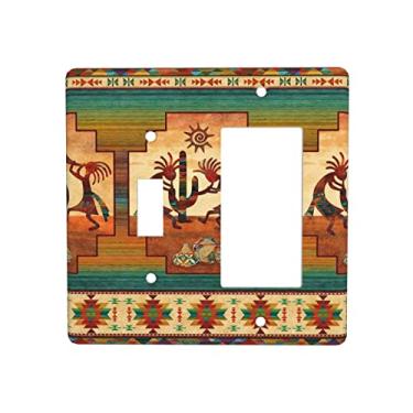 Imagem de Southwest Native American Kokopelli 2 Gang Combinação de Tampa de Placa de Interruptor - 1 Interruptor / 1 Placa de Parede Decora 11,4 cm X 11,4 cm