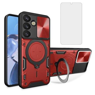 Imagem de Asuwish Capa de telefone para Samsung Galaxy S25 5G capa magnética para câmera deslizante com protetor de tela de vidro temperado e suporte de anel acessórios para celular híbrido fino S 25 25S