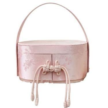 Imagem de Caixa de presente Candy para casamento luxuosa em estilo de seda rosa 