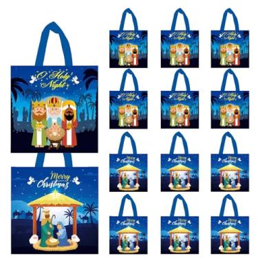 Imagem de 20 peças de sacos de presente de Natal a granel Joy to the World Sacos de presente com alças Natividade Religiosa Cristã Reutilizáveis Sacos de Presente de Doces Não Tecido para O Dia da Noite Santa