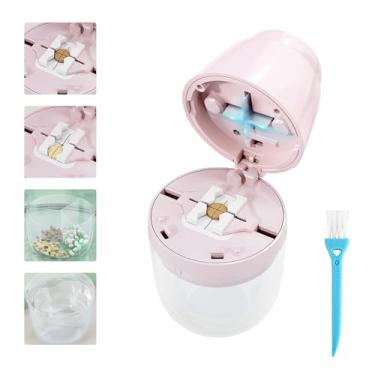 Imagem de Cortador de comprimidos com copo de água, divisor de comprimidos de 1/4 para comprimidos pequenos e grandes, cortador de precisão com dispensador, armazenamento de 3 compartimentos | Lâmina de aço