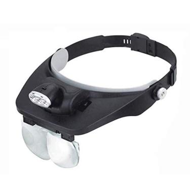 Imagem de uhyOHF Lupa de cabeça com 3 luzes LED, lupa de montagem na cabeça com 4 lentes destacáveis para leitura, lupa de joias, relógio e reparo eletrônico (