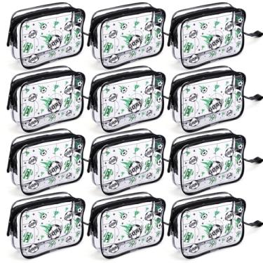 Imagem de 12pcs Sacos Lanches Futebol, Saco Transparentes Festa Tema Esportivo a Granel com Alças Bolsas Presentes para Adultos Aniversário Jogos Feriado Festa Doces Biscoitos Guloseimas Suprimentos