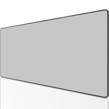 Imagem de KTRIO Mouse pad grande para jogos com bordas costuradas, mousepad estendido com pano de micro-trama superior, base antiderrapante, teclado de 80 x 39,9 cm, tapete de mesa para jogadores, escritório e casa, em cinza claro