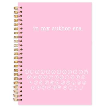 Imagem de Yhtrg Cadernos espirais com padrão de máquina de escrever rosa, presentes para autores e escritores Cadernos espirais, diários de presentes para autores para escrever, caderno My Author Era para