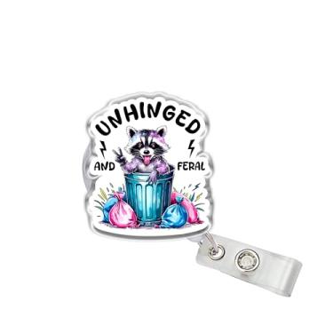 Imagem de OKOMCM Carretéis retráteis de crachá desarticulados e selvagens, lixo engraçado guaxinim tamanho 5 cm clipe de cinto acrílico para crachá de identificação, cordão de crachá, acessórios de animais