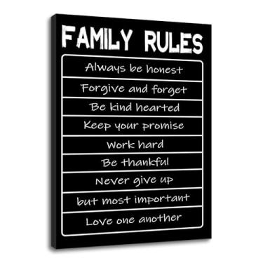 Imagem de Tela motivacional arte de parede regras familiares empreendedor citações pôster impressão de imagens inspiradoras pintura para escritório sala de aula escola decoração de parede esticada e emoldurada