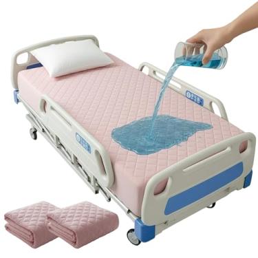 Imagem de Pacote com 2 lençóis impermeáveis para cama de hospital, protetor de colchão respirável macio reutilizável, 91 cm × 203 cm × 23 cm, elástico em toda a volta, lavável na máquina para idosos e