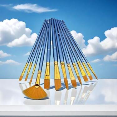 Imagem de Conjunto de pincéis versáteis para artistas, 12 - ideal para aquarela, guache, pintura a óleo - um item essencial para artistas, estudantes de arte - inclui uma variedade de pincéis e canetas