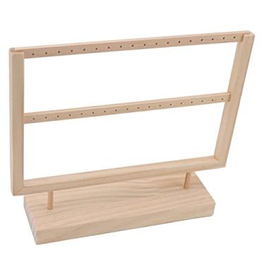 Imagem de KIMISS Brinco Organizador Suporte para Pendurar Brincos-log Cor de Madeira Jóias Titular Expositor para Balançar e Brincos de Armazenamento (2º nível)