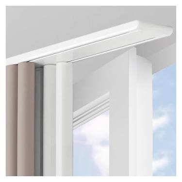 Imagem de AWSAD Trilhos de cortina de 10 cm de largura, trilho duplo, silencioso e durável, trilho de cortina de liga de alumínio para divisória de quarto, suporte de montagem no teto (3,6 m)