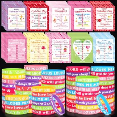 Imagem de Civaner Conjunto de 100 pulseiras religiosas de silicone para presente de dia dos namorados John 3: 16, conjunto de cartões Jesus Loves You, 10 diferentes versículos da Bíblia, pulseiras inspiradoras