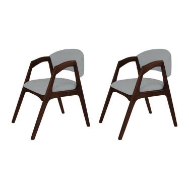 Imagem de Conjunto Com 2 Cadeiras De Jantar Estofada Gabriela Castanho Linho Cinza