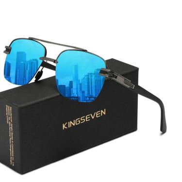 Imagem de Óculos De Sol Masculino Polarizado Uv400 Quadrados Azul