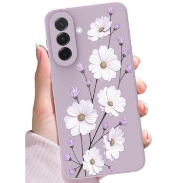 Imagem de SOPROCAS Capa para Samsung Galaxy A57 5G, lindo design floral para mulheres e meninas, capa de telefone de silicone com flores de proteção contra quedas e forro de microfibra à prova de choque