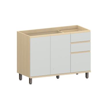 Imagem de Balcão De Cozinha Para Pia 100% Mdf 120cm Aura Luciane Móvei Carvalho/cinza Cristal