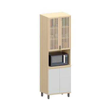 Imagem de Paneleiro 100% Mdf 4 Portas 70cm Aura Luciane Móveis Carvalho-cinza Cristal