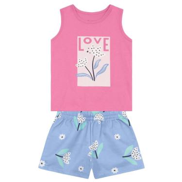 Imagem de Conjunto infantil menina estampa flores com glitter Brandili-Feminino