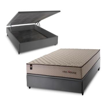 Imagem de Cama Box Baú San Diego 138x188 Cinza Espuma D33 King House