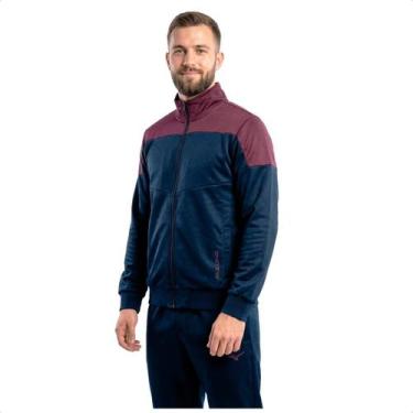 Imagem de Agasalho Mizuno Root V Masculino, G, Marinho, Bordô