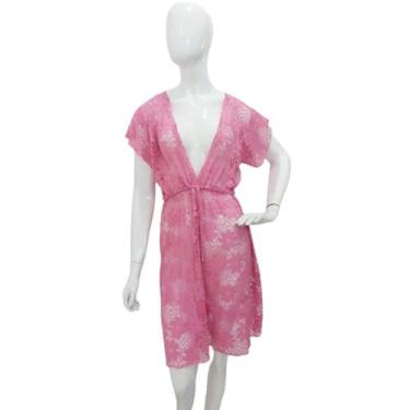 Imagem de Saída de praia plus size camisão rendado com cinto ajustável - Tropica