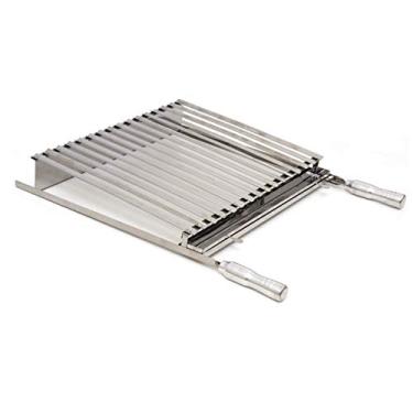 Imagem de Grelha Churrasco Parrilla Argentina Inox com Caixa Gordura Removível e Cabo Metálico 40x40cm