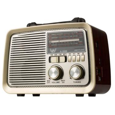 Imagem de Rádio Retro Vintage Am Fm Sw Usb Recarregavel A3088 Marrom