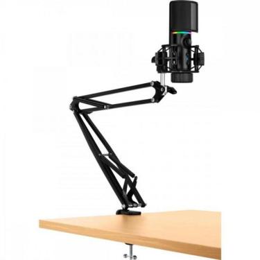 Imagem de Microfone Profissional Gamer RGB MIC ARM + Braço flexível Preto STREAMPLIFY