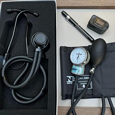 Imagem de Kit Enfermagem Acadêmico Black Esteto Rappaport Esfigmo Oxímetro Lanterna