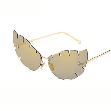 Imagem de Leaf Steampunk Uv400 óculos de sol fotocromáticos de direção de gato para homens e mulheres Punk Rimless Eyewear 4
