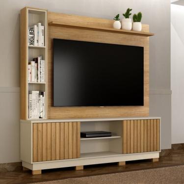 Imagem de Home Theater 2 Portas Ripadas Montenegro Cinamomo/off White