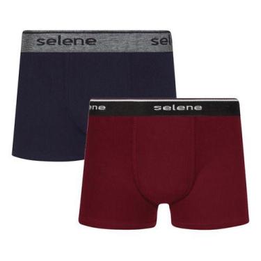 Imagem de Kit 2 Cuecas Boxer Infantil Criança Box Algodão Selene , Preta e vinho