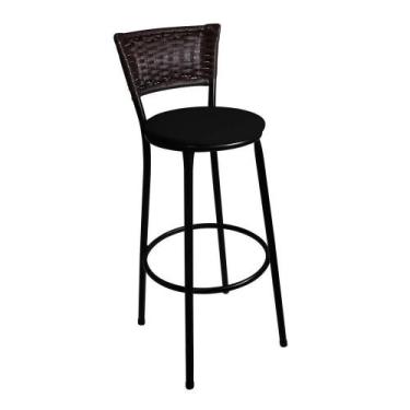 Imagem de Banqueta Bistrô Aço Hawaii Assento Preto - MetalClassic